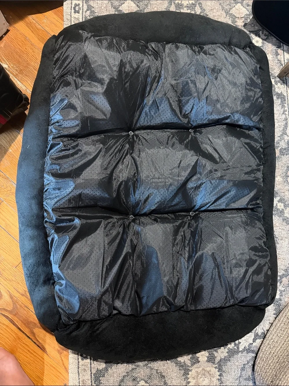 Plush Gray Dog Bed with Bone Accent - Cozy Pet Bed
